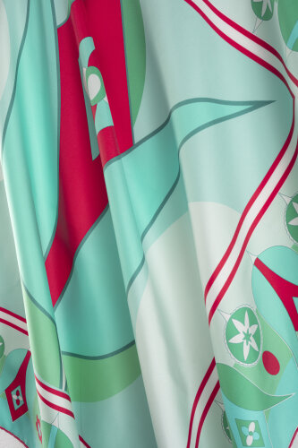 Single Tulip Turquoise Silk Twill Scarf - 4