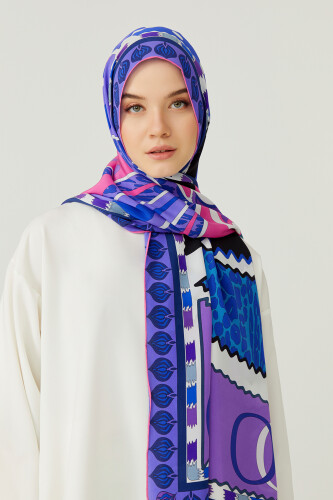 Sirk Karanfili Mor İpek Şal 80x200 - 4