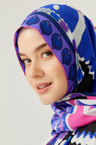 Sirk Karanfili Mor İpek Şal 80x200 - 6