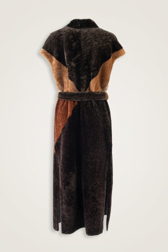 Sleeveless Brown Robe Coat - 3