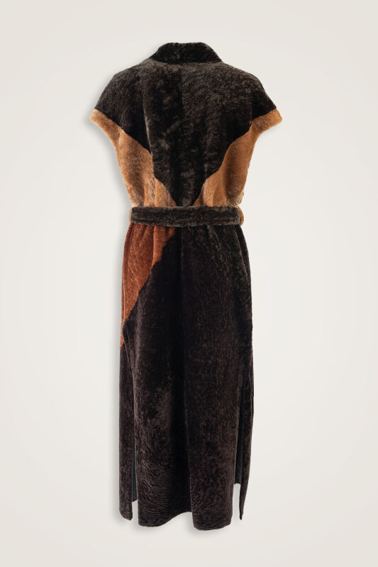 Sleeveless Brown Robe Coat - 3