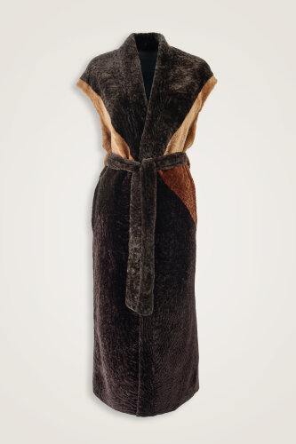 Sleeveless Brown Robe Coat 
