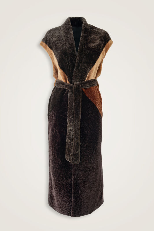 Sleeveless Brown Robe Coat - 1