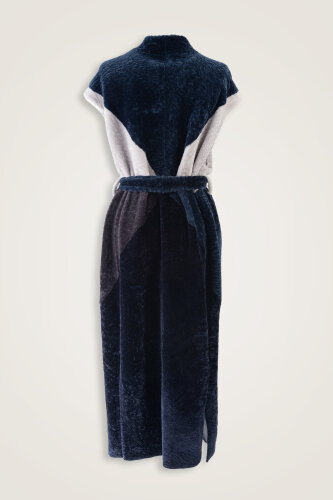 Sleeveless Navy Blue Bathrobe Coat - 3