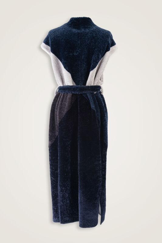 Sleeveless Navy Blue Bathrobe Coat - 3