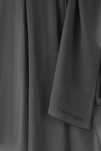 Solid Color Anthracite Crepe Silk Scarf - 4