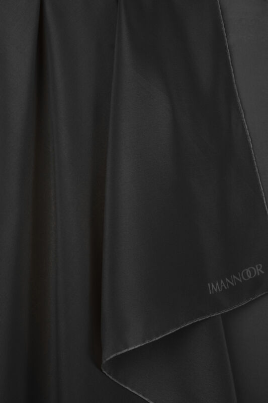 Solid Color Black Crepe Silk Scarf - 3