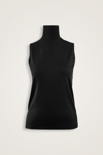 Solid Color Black Long Supreme Sleeveless Blouse 