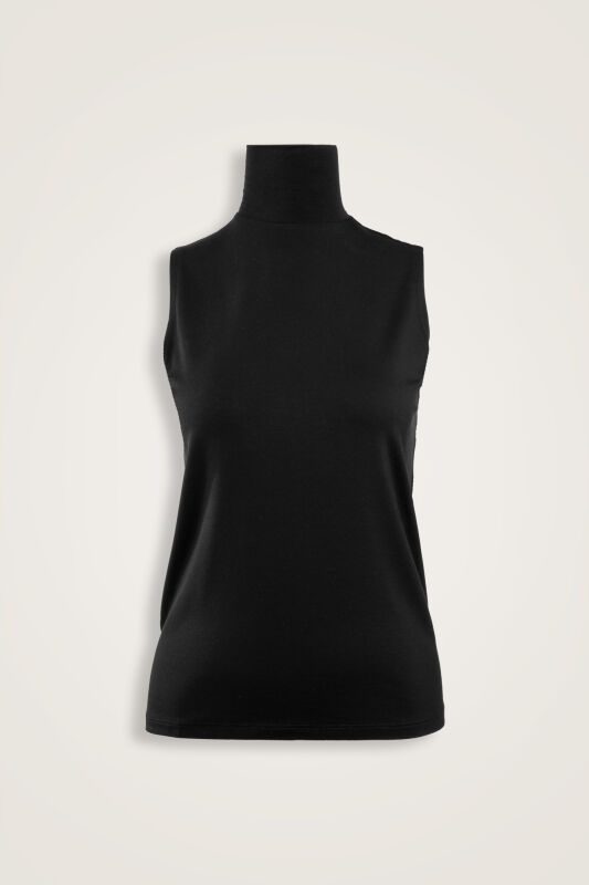 Solid Color Black Long Supreme Sleeveless Blouse - 1