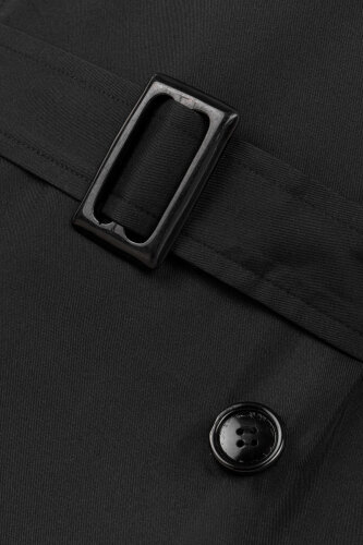 Solid Color Black Silk Trench Coat - Imannoor (4)