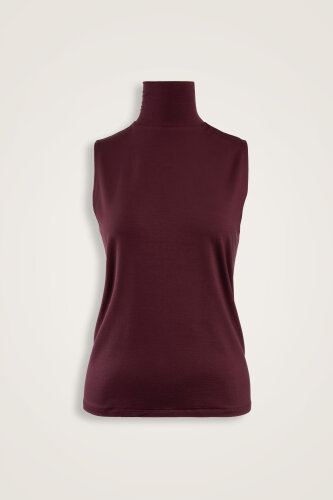 Solid Color Burgundy Long Supreme Sleeveless Blouse 