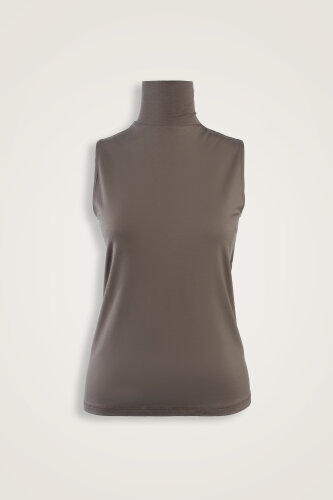 Solid Color Dark Gray Long Supreme Sleeveless Blouse 