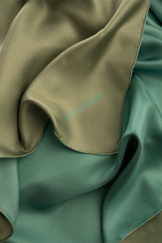 Solid Color Dark Green-Turquoise Double-Sided Silk Scarf - 5