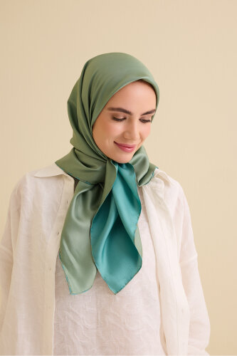 Solid Color Dark Green-Turquoise Double-Sided Silk Scarf 