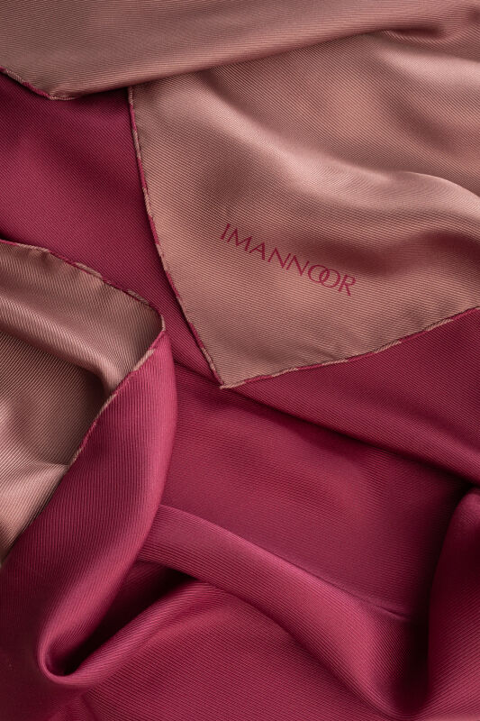 Solid Color Dusty Rose-Dark Rose Double-Sided Silk Scarf - 5