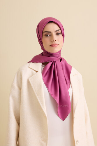 Solid Color Dusty Rose-Dark Rose Double-Sided Silk Scarf - 3