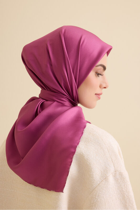 Solid Color Dusty Rose-Dark Rose Double-Sided Silk Scarf - 1