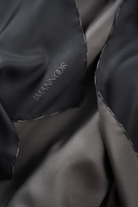 Solid Color Light Gray-Dark Gray Double-Sided Silk Scarf - 5