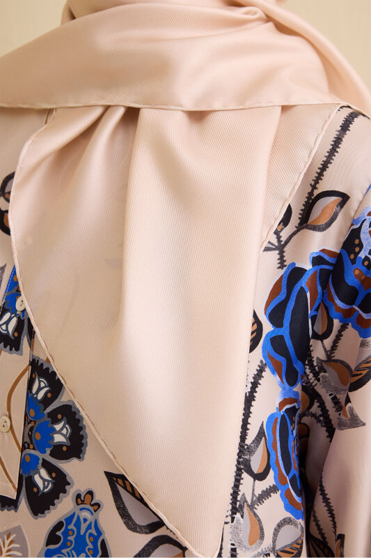 Solid Color Light Powder-Dark Powder Double-Sided Silk Scarf - 6