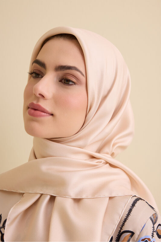 Solid Color Light Powder-Dark Powder Double-Sided Silk Scarf - 1