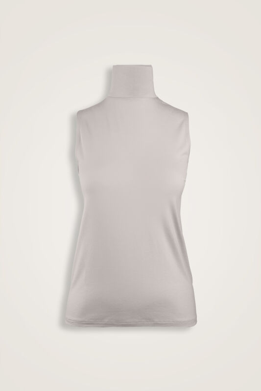 Solid Color Light Stone Long Supreme Sleeveless Blouse - 1