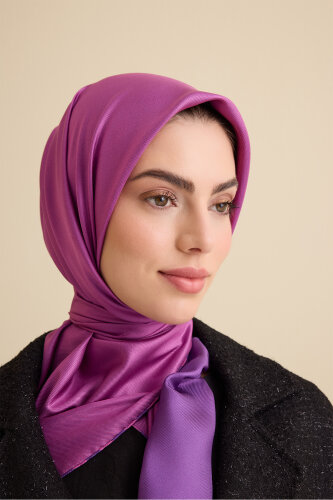 Solid Color Purple Violet-Pink Violet Double-Sided Silk Scarf - 6