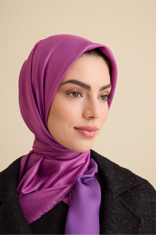 Solid Color Purple Violet-Pink Violet Double-Sided Silk Scarf - 6
