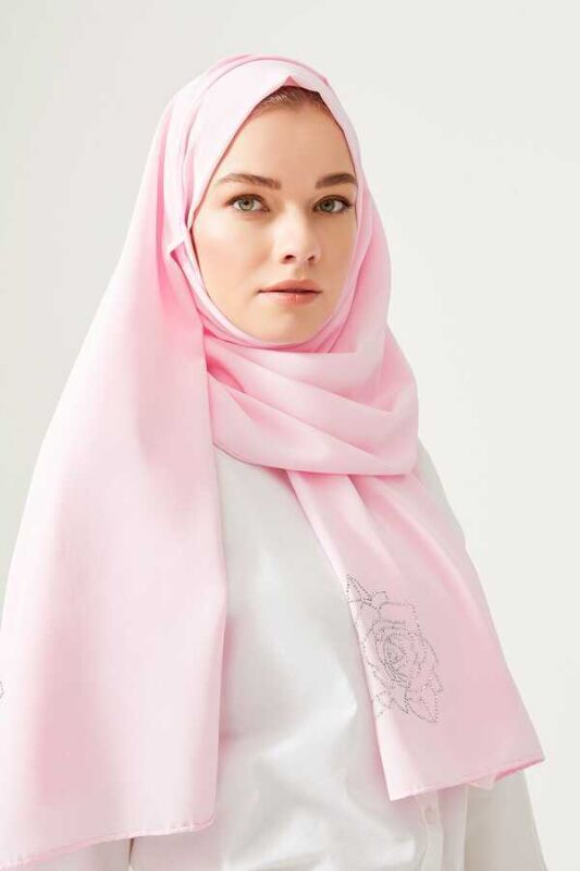 Solid Mongol Silk Shawl Baby Pink - 2