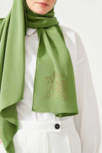Solid Mongol Silk Shawl Khaki - 4