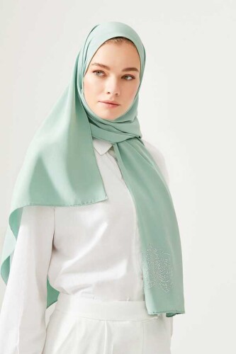 Solid Mongol Silk Shawl Pale Green - 2