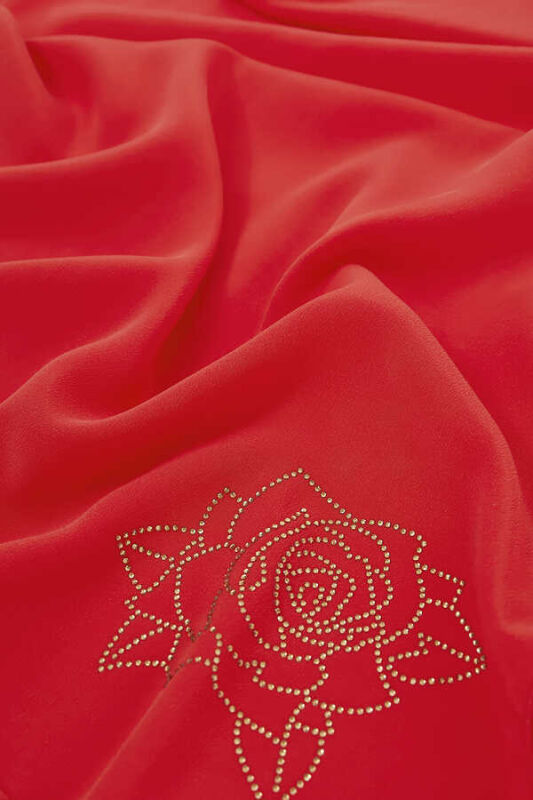 Solid Mongol Silk Shawl Red - 3