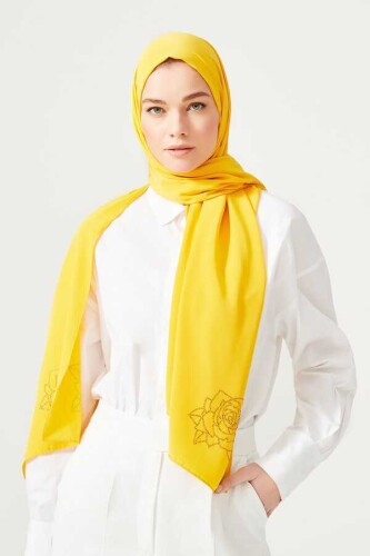 Solid Mongol Silk Shawl Yellow - 2
