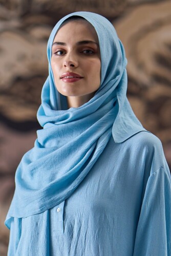 Solid Naia Cotton Shawl Aqua 