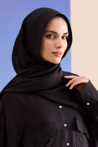 Solid Naia Cotton Shawl Black 