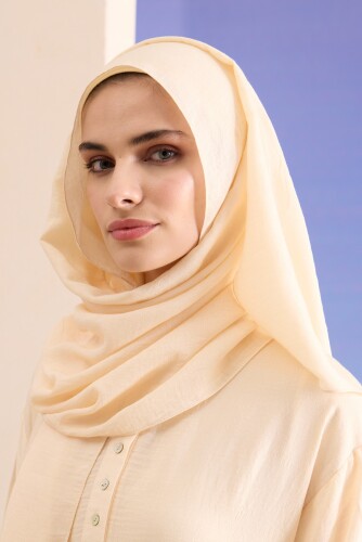 Solid Naia Cotton Shawl Cream - 1