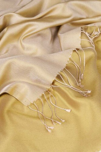 Solid Reversible Silk Shawl Gold - 3