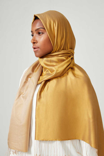 Solid Reversible Silk Shawl Gold - 2