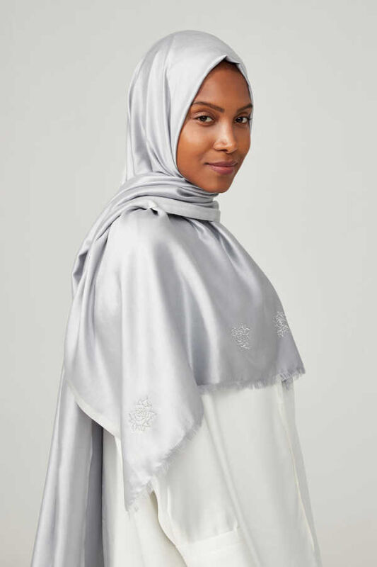 Solid Twill Açık Silk Shawl Blue - 2