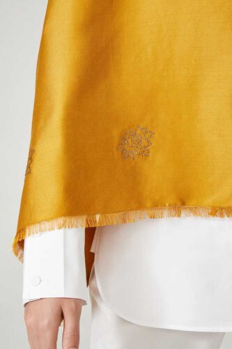 Solid Twill Silk Shawl Gold - 4