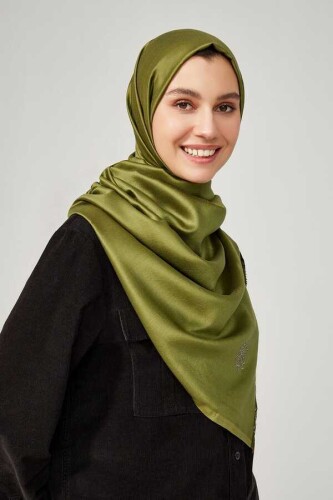 Solid Twill Silk Shawl Warmossgreen - 4