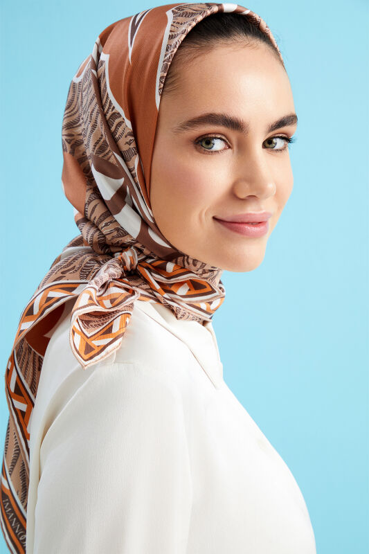 Spear Silk Scarf Beige - 1