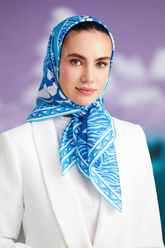 Spear Silk Scarf Turquoise - 5