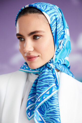 Spear Silk Scarf Turquoise - 1