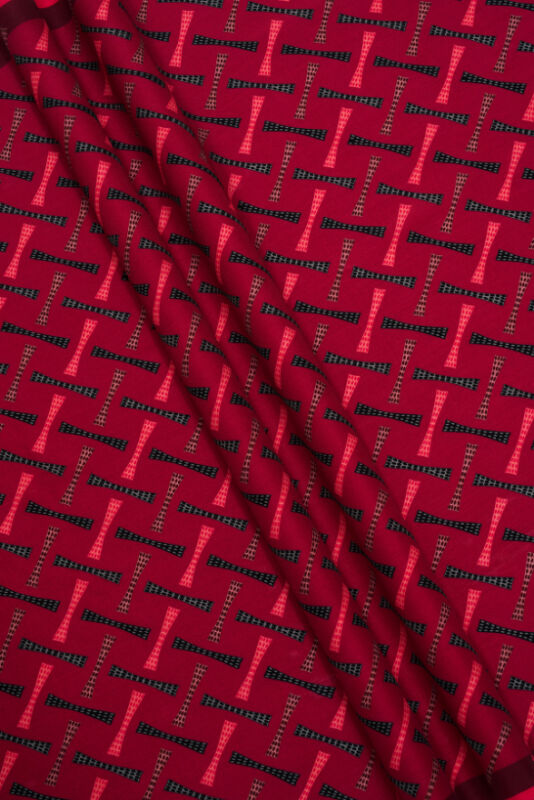 Spotted Logo Flush Viscose Shawl Red - 3