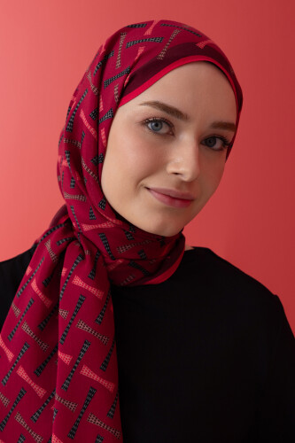 Spotted Logo Flush Viscose Shawl Red - 5