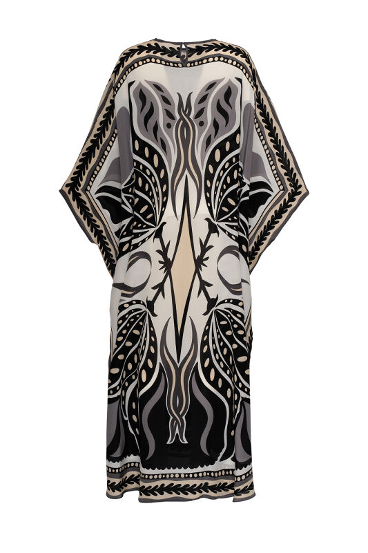 Spotted Tulip Black Silk Kaftan - 2