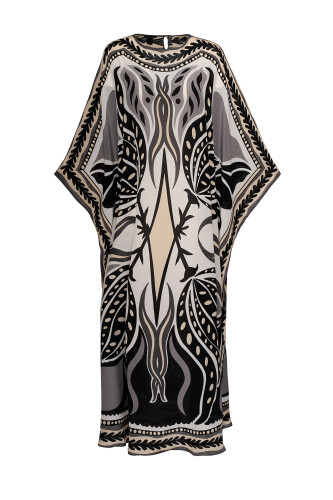 Spotted Tulip Black Silk Kaftan 