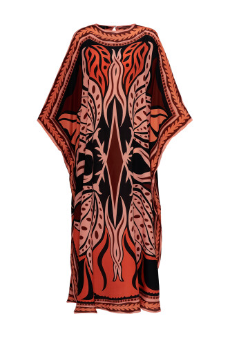 Spotted Tulip Red Silk Kaftan 