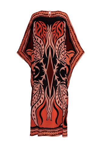 Spotted Tulip Red Silk Kaftan - 2