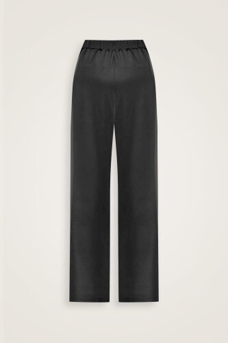 Sprinkle Flower Black Straight Silk Pants - Imannoor (1)